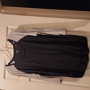 Lovely black top with striped sleeves